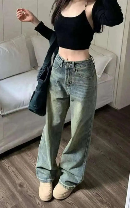 Pantalon Baggy Droit en Denim pour Femme | #Cool
