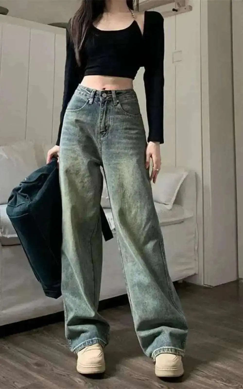 Pantalon Baggy Droit en Denim pour Femme | #Cool