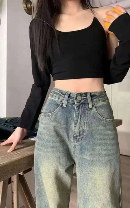 Pantalon Baggy Droit en Denim pour Femme | #Cool