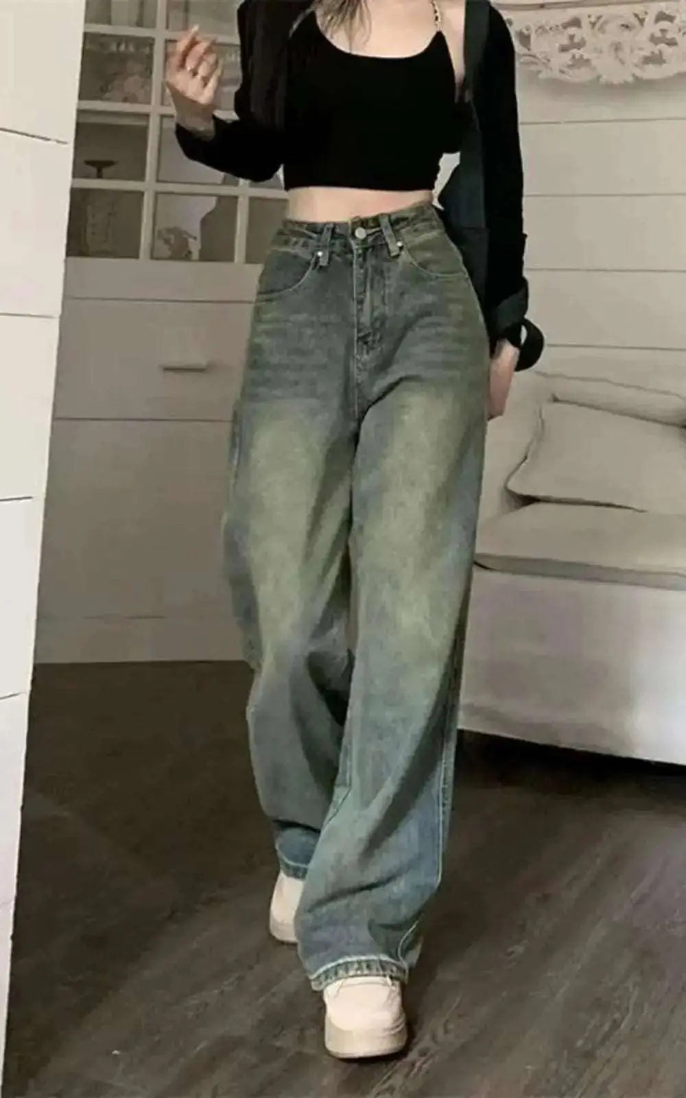 Pantalon Baggy Droit en Denim pour Femme | #Cool