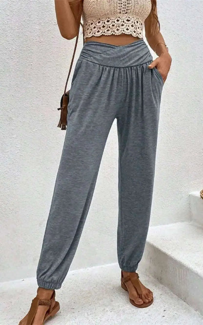 Pantalon Casual à Poches - Taille Haute pour Femmes
