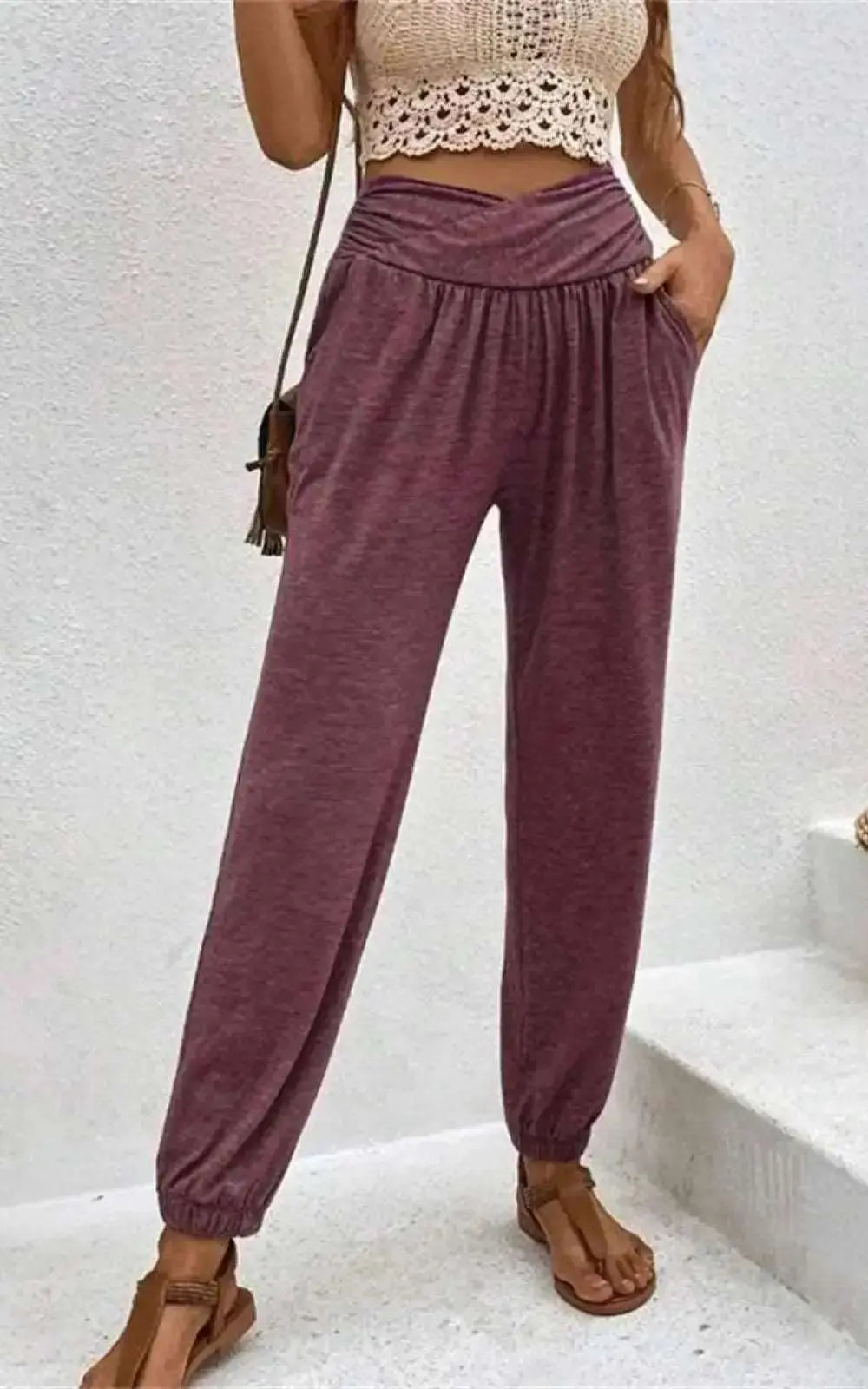 Pantalon Casual à Poches - Taille Haute pour Femmes