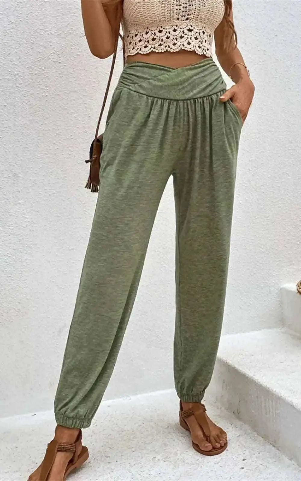 Pantalon Casual à Poches - Taille Haute pour Femmes