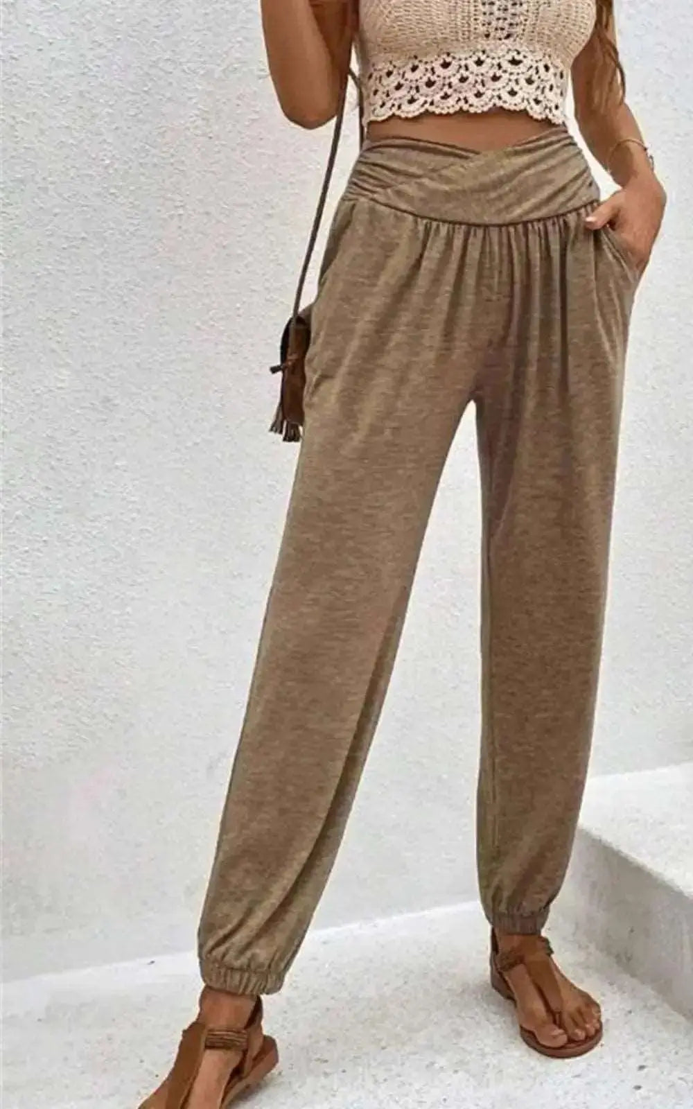 Pantalon Casual à Poches - Taille Haute pour Femmes