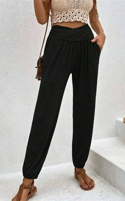 Pantalon Casual à Poches - Taille Haute pour Femmes