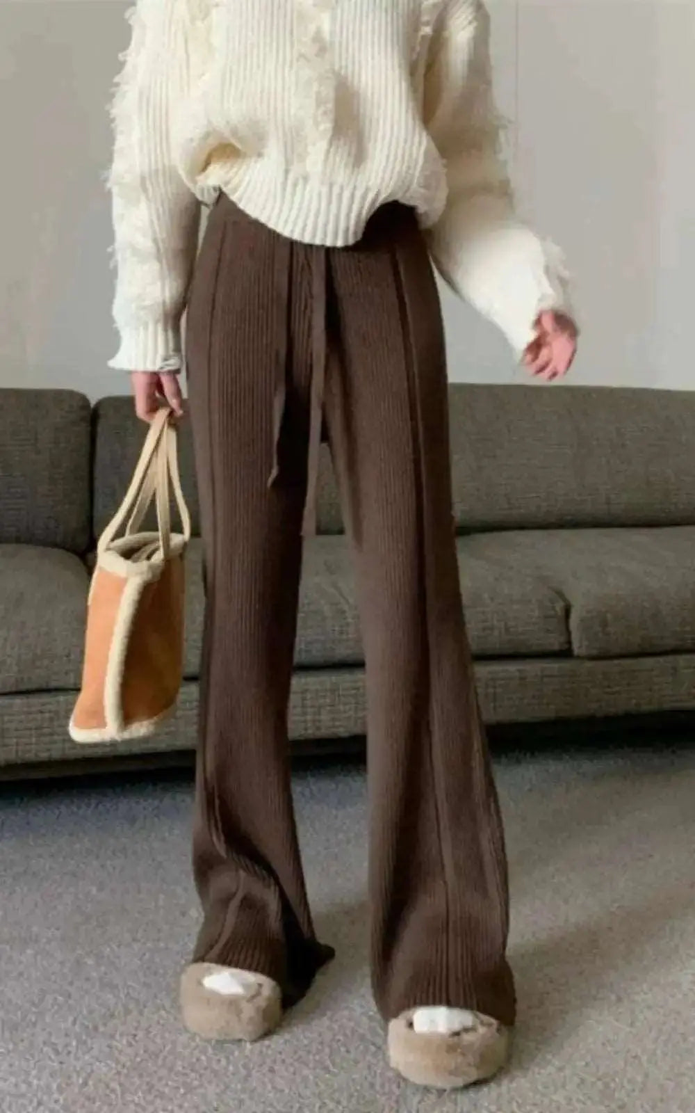 Pantalon Décontracté en Cachemire pour Femmes | Couleur unie