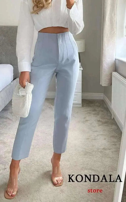 Pantalon Droit Taille Haute pour Femmes | #Élégance