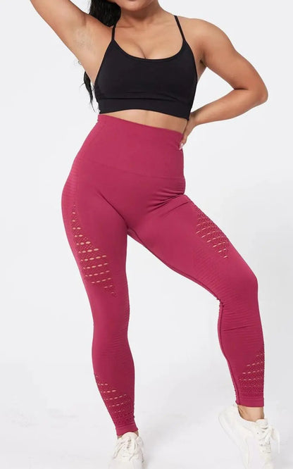 Pantalon Slim Extensible Taille Haute | Leggings de Gymnastique Ajourés pour Femmes DreamStylista