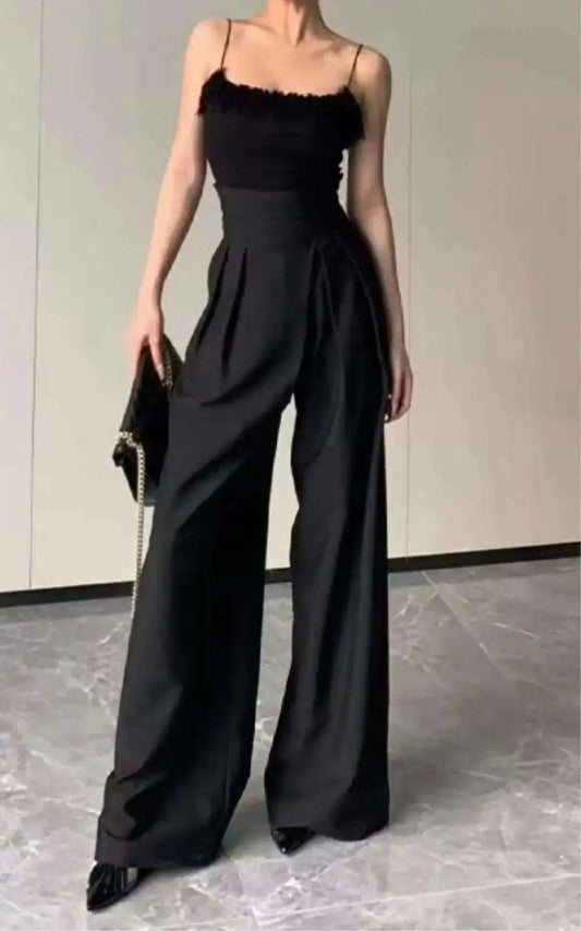 Pantalon Taille Haute à Jambes Larges