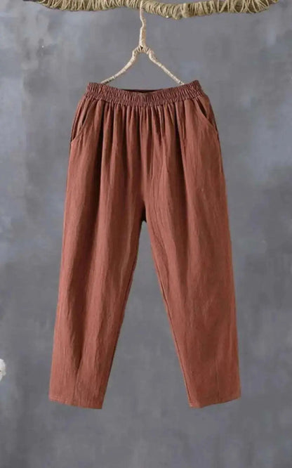 Pantalon sarouel décontracté en coton et lin pour Femme | #Eté
